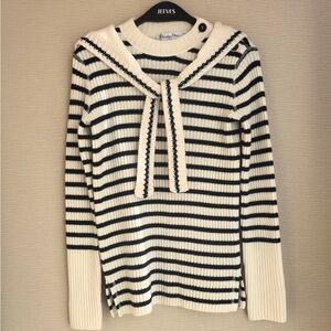 Authentic Dior Black and Cream Striped Sweater